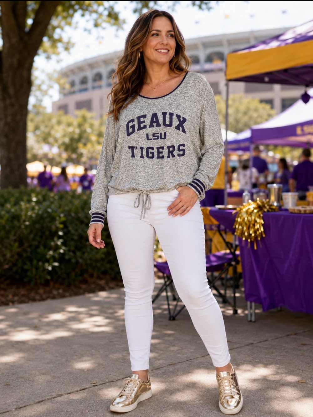 Concepts Sport LSU Geaux Tigers Gray Lightweight Pullover Top XL NWOT